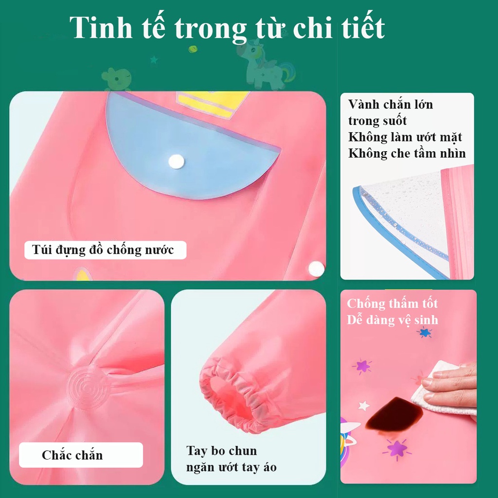 Áo mưa trẻ em cao cấp Eva, Áo mưa cho bé họa tiết hoạt hình đáng yêu (Không kèm ủng)