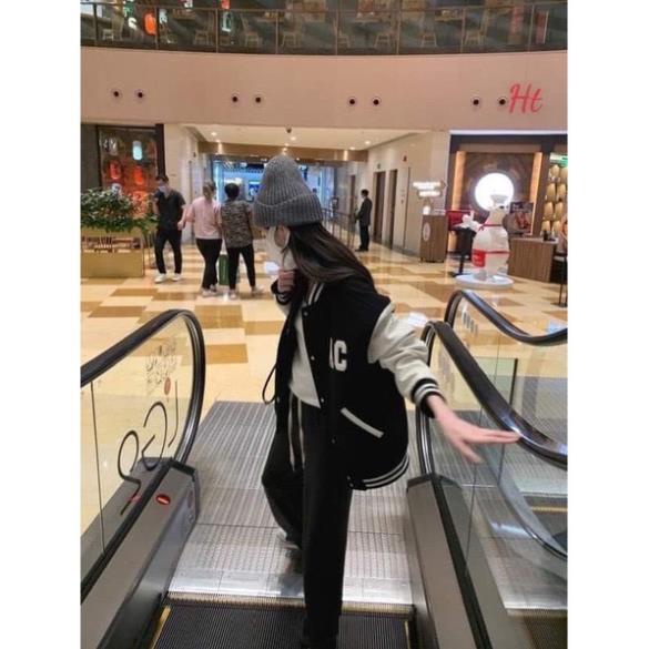 Áo bomber nỉ phối tay chữ AC Ht