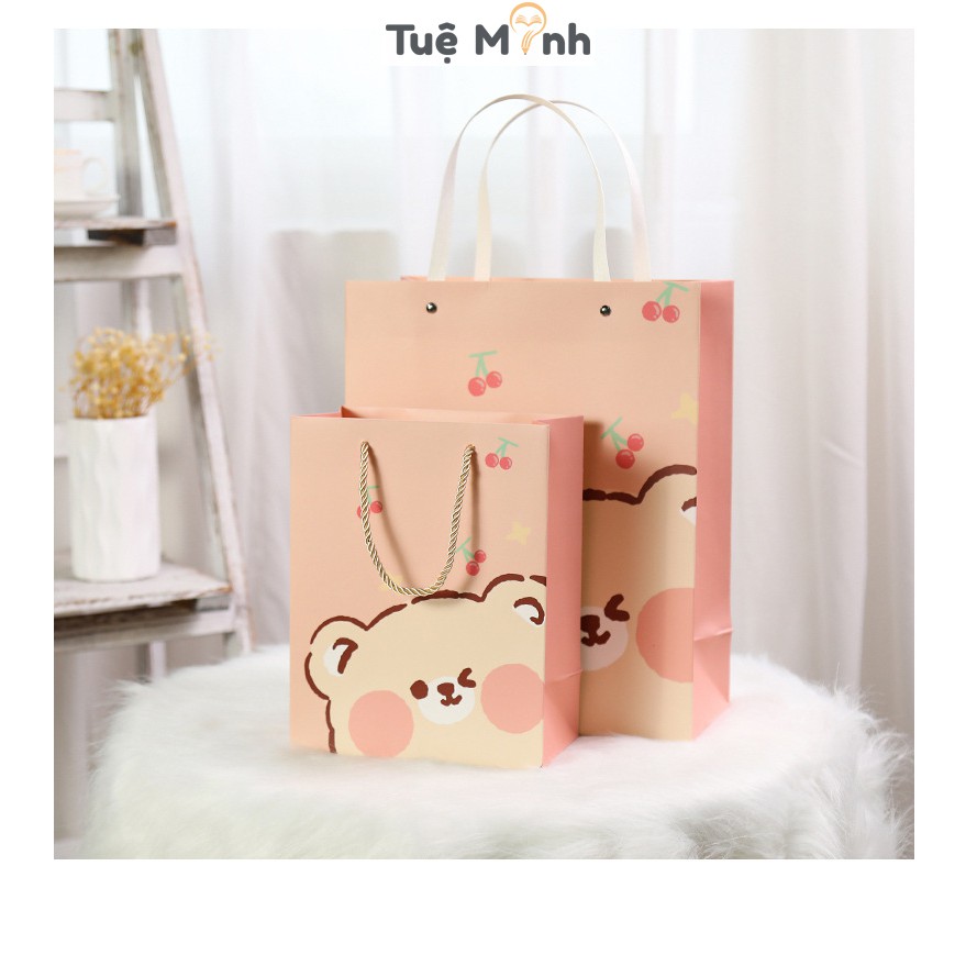 Túi giấy hoạt hình Gấu béo dễ thương đựng quà tặng, đồ vật cute