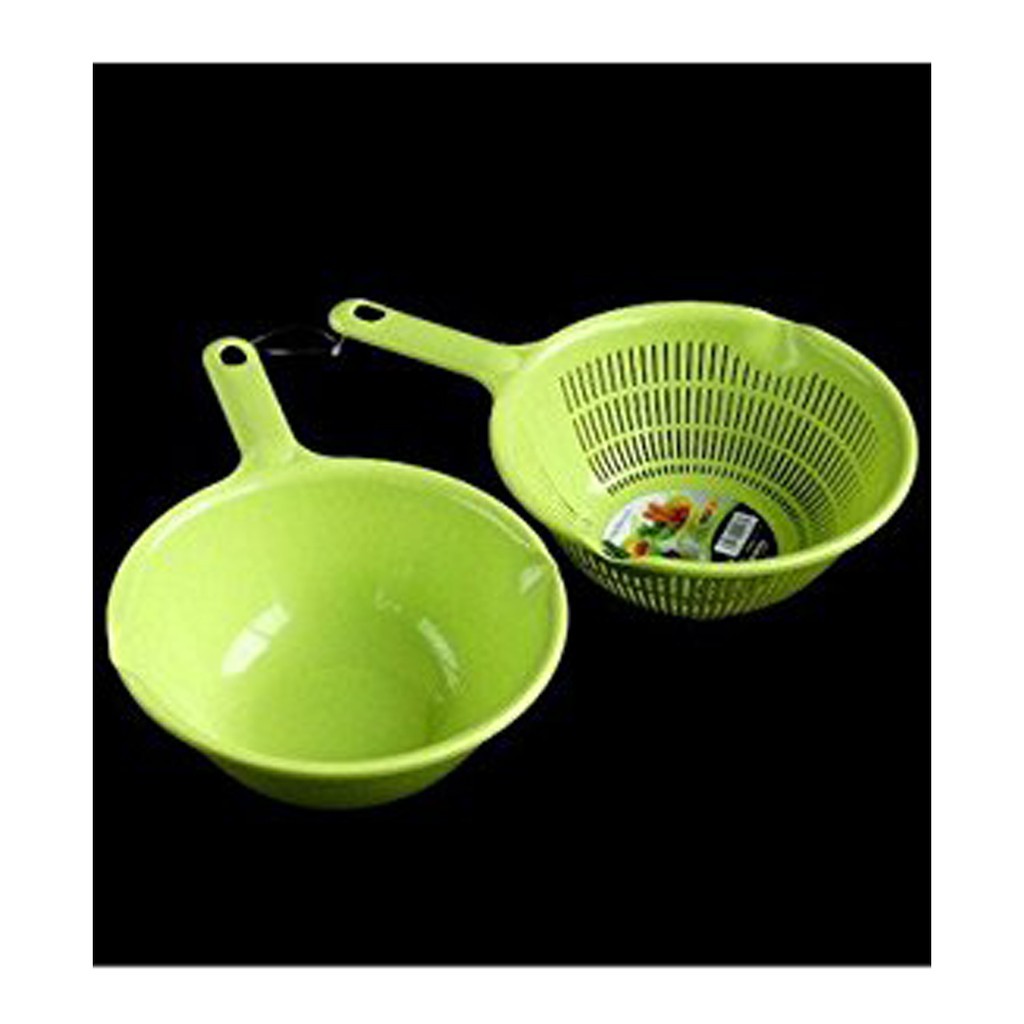 [Hỏa Tốc HN] Bộ rổ và thau nhựa 1.2L có tay cầm màu xanh Nội dịa Nhật Bản