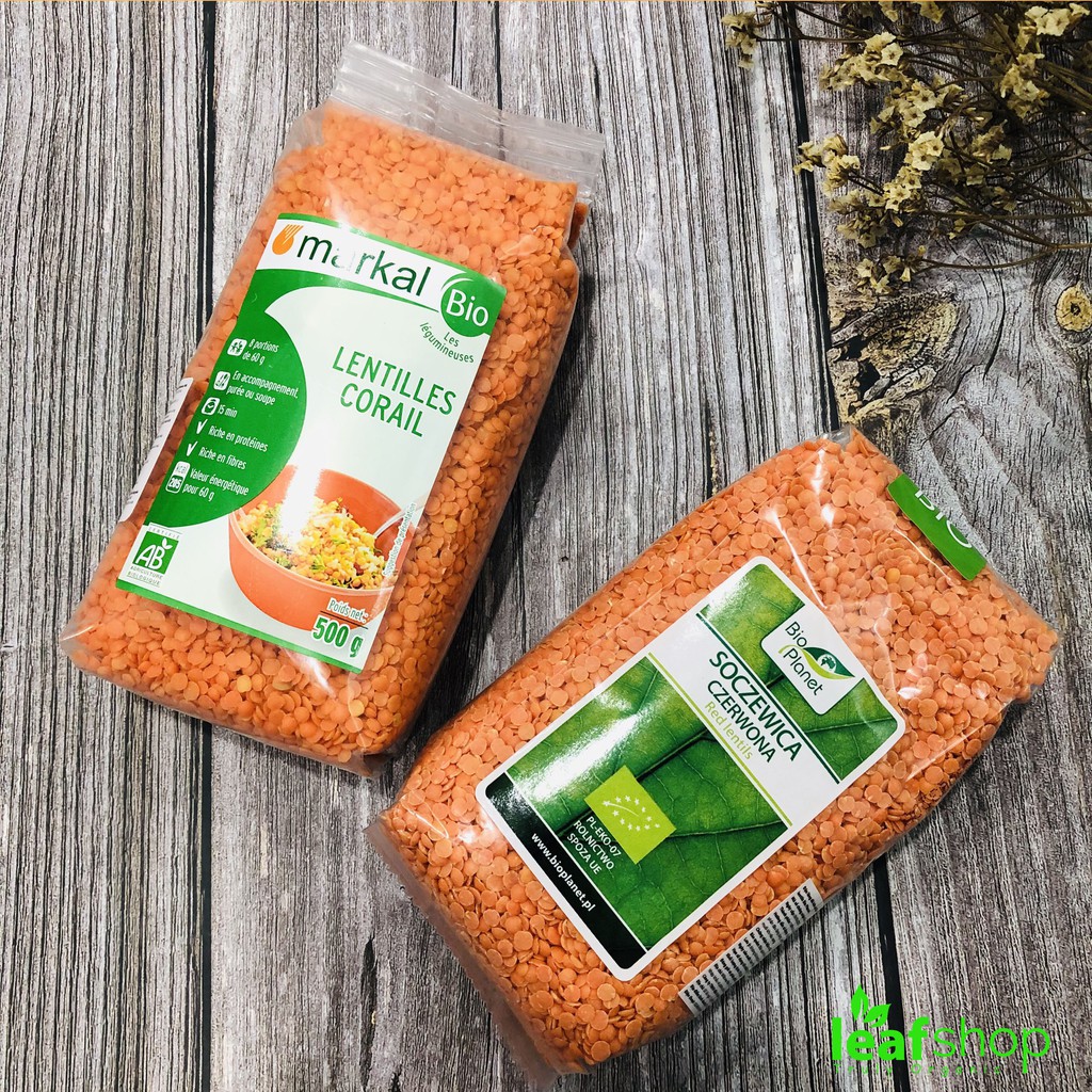 (Organic) Đậu lăng đỏ cam san hô hữu cơ Markal và Bio Planet 500g