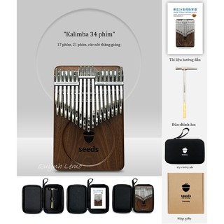 Đàn kalimba 34 phím SEEDS gỗ Óc Chó Đen Bắc Mỹ - Tặng full phụ kiện