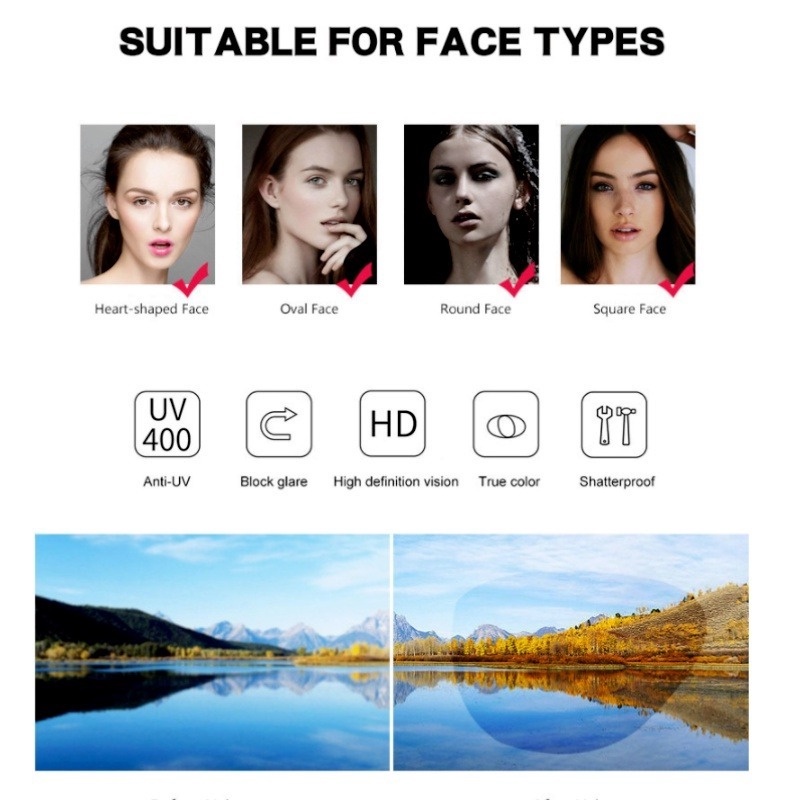 (KIQI-FASHION) COD Kính Mát Gọng Vuông Chống Tia Uv400 Phong Cách Cổ Điển Thời Trang Cho Nam Và Nữ