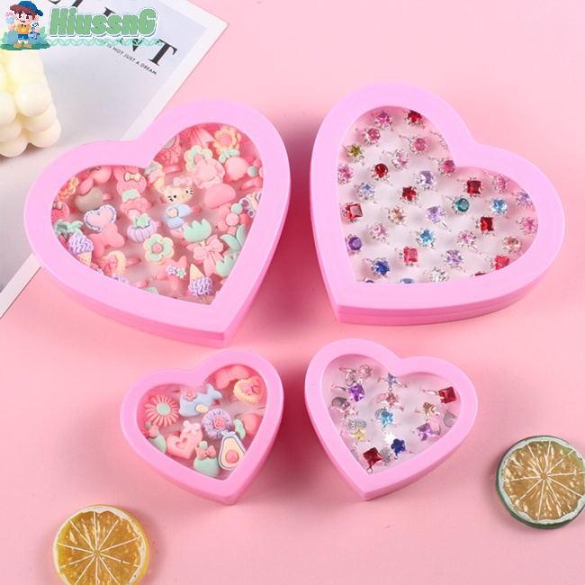 Hộp Nhẫn Hình Trái Tim Nhiều Màu Có Thể Điều Chỉnh Kích Thước Dành Cho Bé Gái