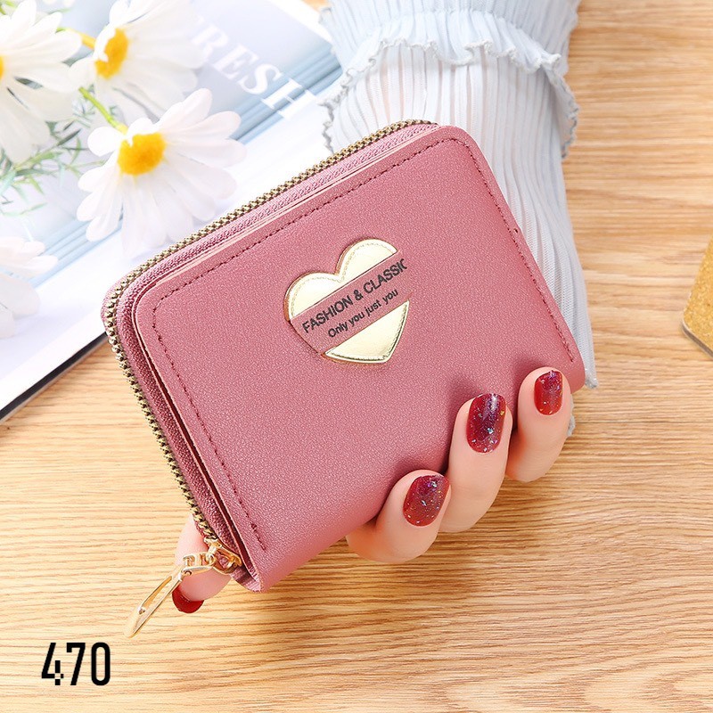 [Mã FAMARAL2 giảm 10K đơn 50K]VÍ NGẮN NỮ CẦM TAY SIÊU CẤP 470 TRÁI TIM FASHION CLASSIC SIÊU DỄ THƯƠNG