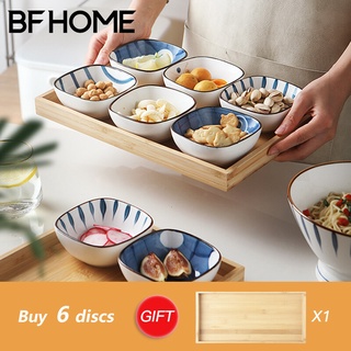 BANFANG Khay gỗ/đĩa gốm đựng thực phẩm thiết kế kiểu Nhật Bản sáng tạo