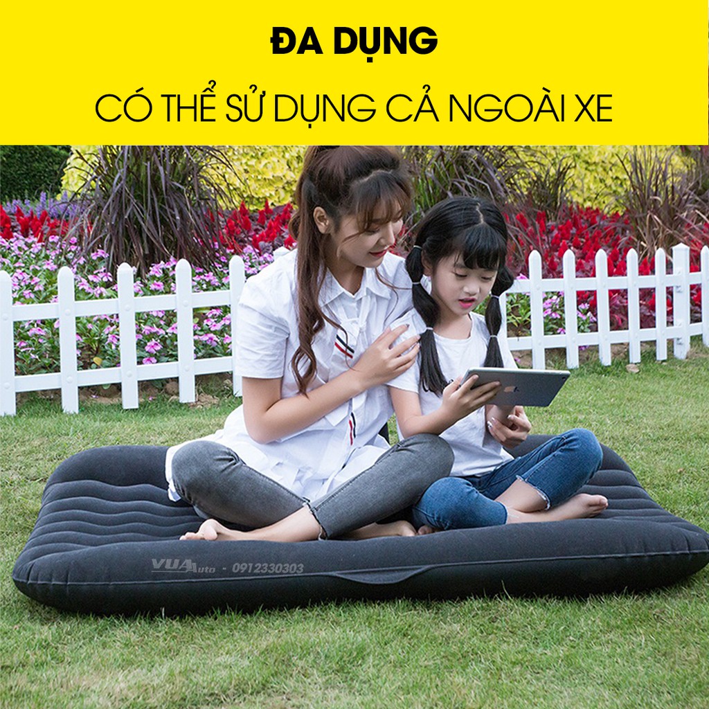 Đệm hơi ô tô VuaAuto cao cấp, lớp vải mềm chống thấm nước mang đến giấc ngủ thoải mái, tặng kèm bơm hơi mini - VuaAuto