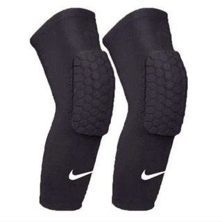 đầu gối màu đen Shin Tay áo Bóng rổ Thể thao Kneepads Tổ ong Miếng đệm đầu gối Chân nén kneepad Tay áo bảo vệ(một cặp)
