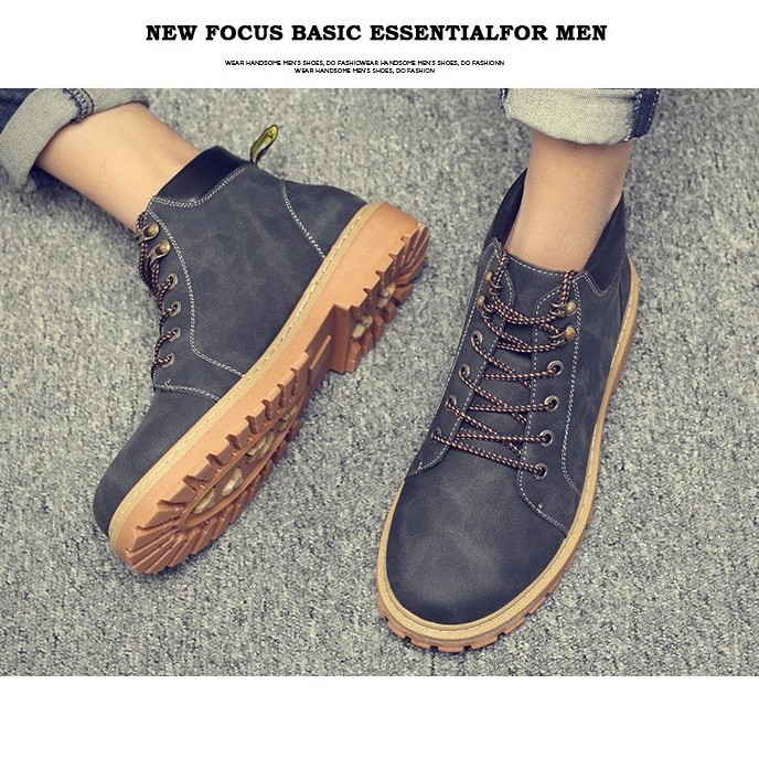 Giày Martin Nam Cổ Cao Siêu Chất Xám Khói BCC004 | BigBuy360 - bigbuy360.vn