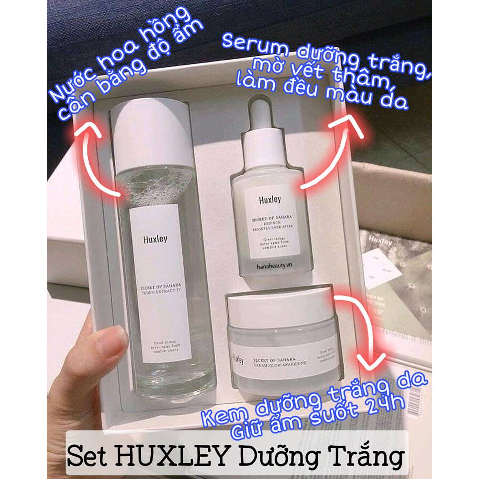 Set dưỡng trắng sáng da 💖FREESHIP💖Set 3 sản phẩm dưỡng trắng sáng da,mờ thâm Huxley Brightening Trio HALIN2114 Cao Cấp