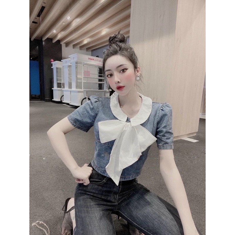 ✨✨✨Áo jean denim thắt nơ✨✨✨