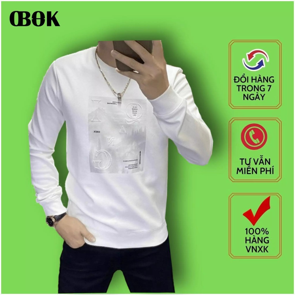 Áo Thun Nam OBOKFASHION, Áo Phông Nam Cổ Tròn Tay Dài, Thời Trang Phông Cách Trẻ Trung ATD03