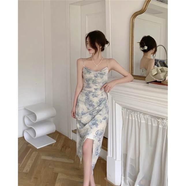 Đầm dây hoa dự tiệc kiểu nhấn eo tôn dáng Sang Trọng