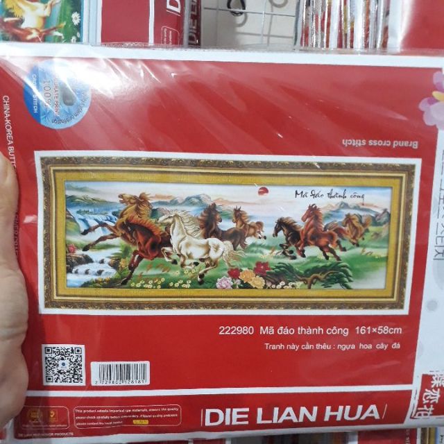 Tranh thêu chữ thập 3d mã đáo thành công 222908(161×58)