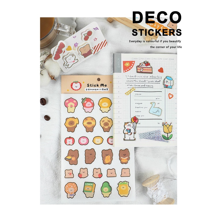 Sticker hình dán dễ thương sáng tạo và giấy bộ nhãn dán sổ trang trí dễ thương phong các Hàn Quốc siêu đáng yêu