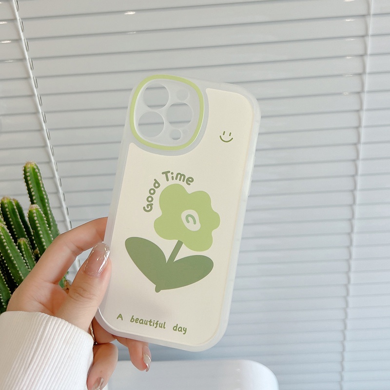Ốp Điện Thoại TPU Mềm Trong Suốt Họa Tiết Hoa Màu Xanh Lá Cho iPhone 13 12 11 Pro Max 12 13 Mini XS Max X XS XR 7 8 Plus SE 2020