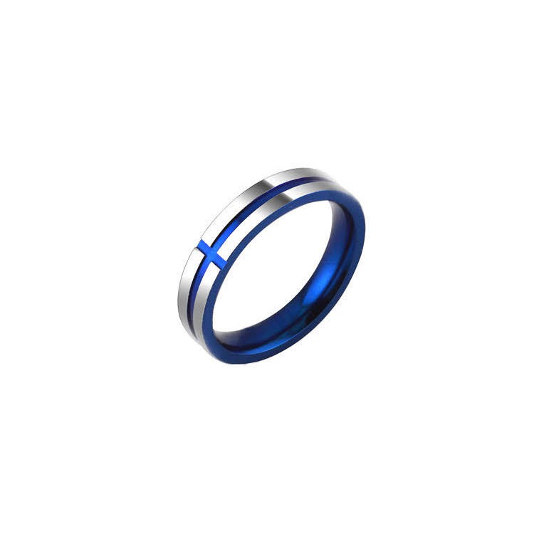 Nhẫn titan sọc xanh cao cấp cá tính N185