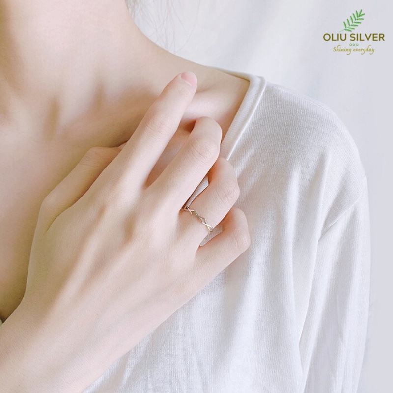 Nhẫn Bạc S925 Hình Thoi Free Size Trẻ Trung Cá Tính | Nhẫn Nữ Bạc Trang Sức Thời Trang Điều Chỉnh Được