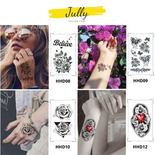 Hình xăm dán tạm thời hoa hồng đen mini nghệ thuật cho cả nam nữ nhiều mẫu, chống thấm nước bền đẹp JULLY Tattoo chất