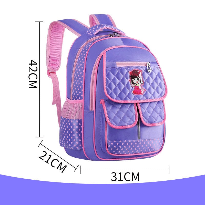 Balo Học Sinh cấp 1, 2 - Cặp Cách Cho Bé Gái tiểu học trung học cao cấp hình cô gái chống thấm nước