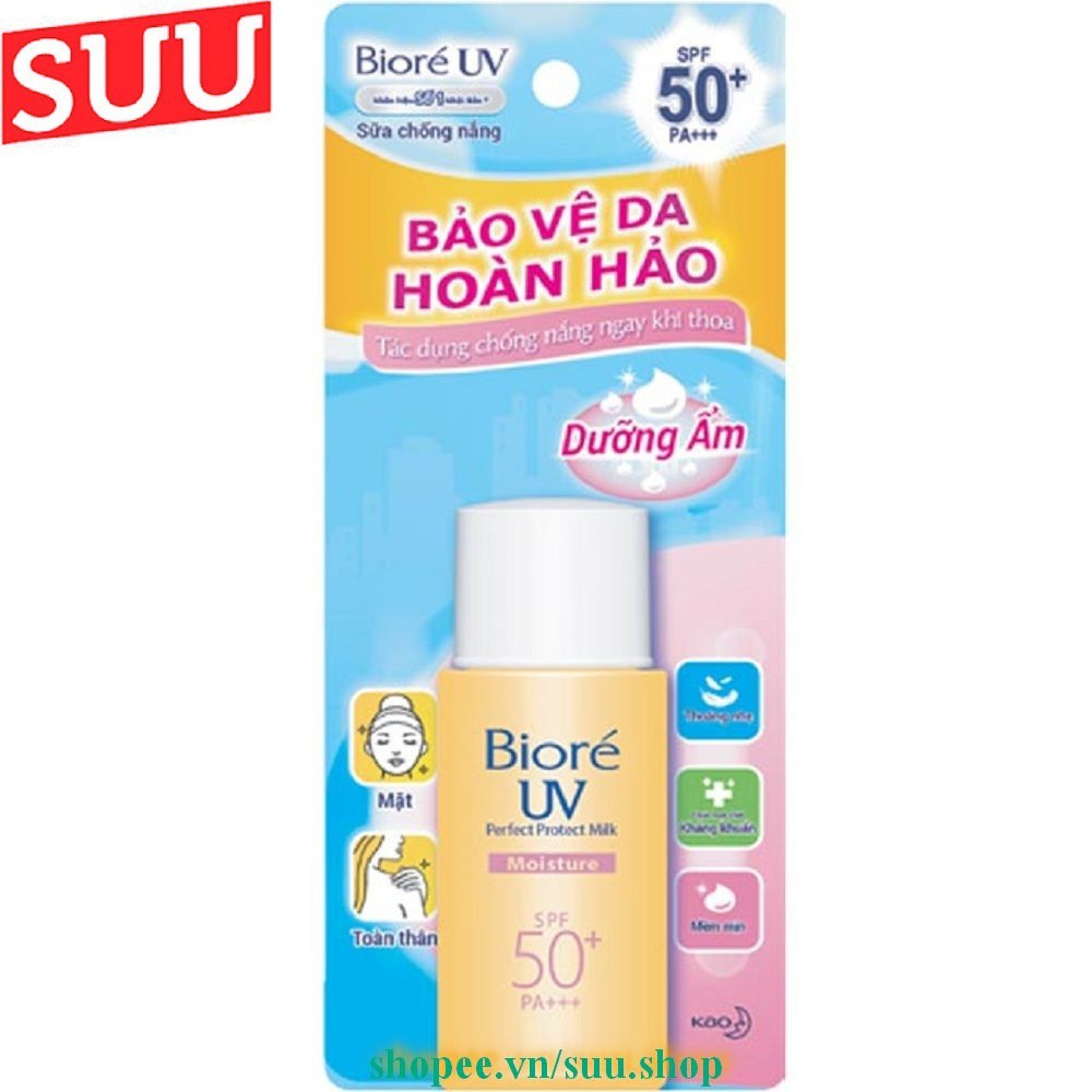 Sữa Chống Nắng 25ml Biore UV Perfect Protect Milk Moisture Dưỡng Ẩm SPF50+/PA+++, suu.shop Cam Kết 100% Chính Hãng.