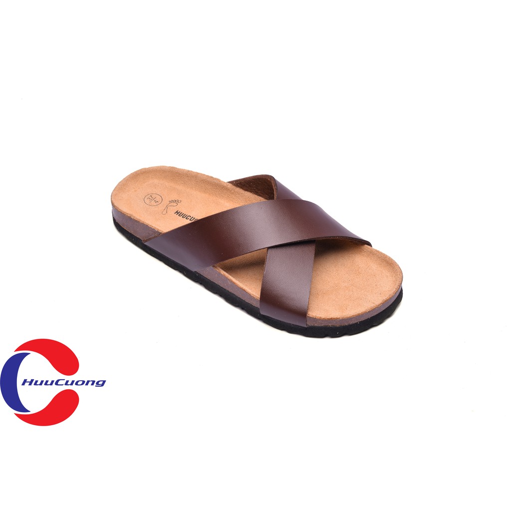 Dép sandal quai chéo da nâu đế trấu | WebRaoVat - webraovat.net.vn
