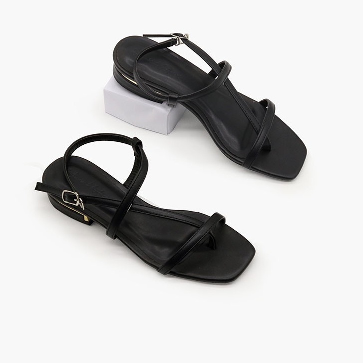 Sandal nữ đế bệt dây mảnh xéo đẹp GURI thời trang Hàn Quốc