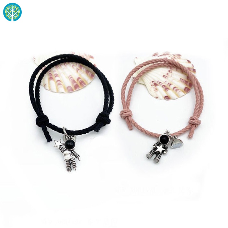 Set 2 Cặp Vòng Tay/1 Cặp Dây Cao Su Hít Nam Châm Thiết Kế Phi Hành Gia Cho Nam Và Nữ