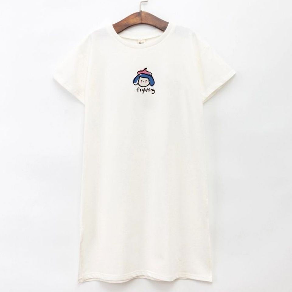 [Giao Hàng Ngay] Đầm Ngủ Cotton Tay Lửng Dáng Dài Rộng Thời Trang Mùa Hè Năm 2021 Dành Cho Bé Gái