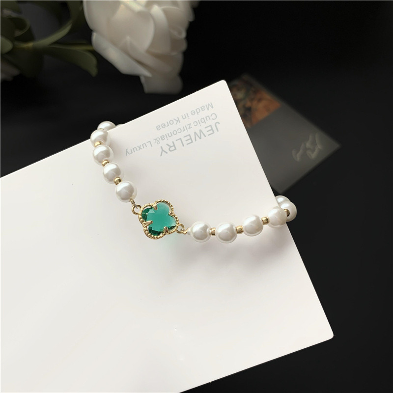 Vòng đeo tay đính đá và ngọc trai nhân tạo phong cách Hàn Quốc thời trang F394 | BigBuy360 - bigbuy360.vn