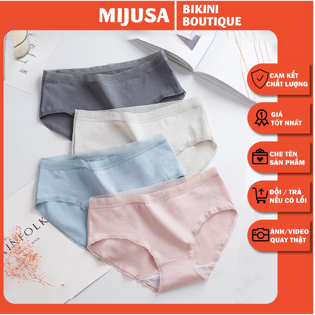 Quần Lót Nữ Cotton Cao Cấp Cạp Lưới Viền Mỏng Sexy Quyến Rũ Mẫu Mới 2021 QL17 - mijusa