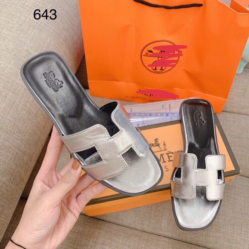 Dép chữ H màu bạc hàng đẹp- Thu Trang Shoes