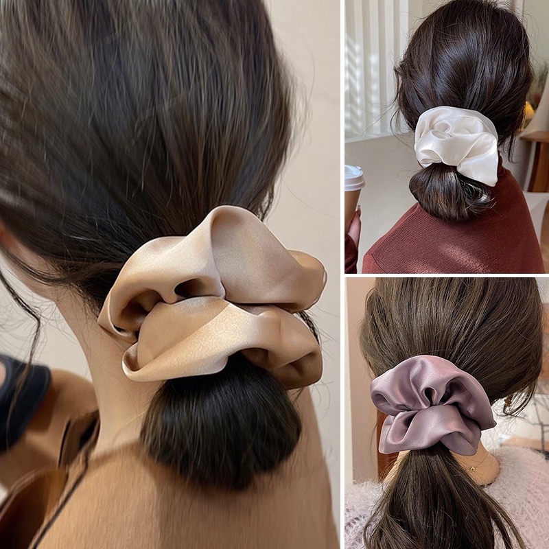 Dây Buộc Tóc satin Màu Sắc Tối Chất Lượng Cao Cho Nữ