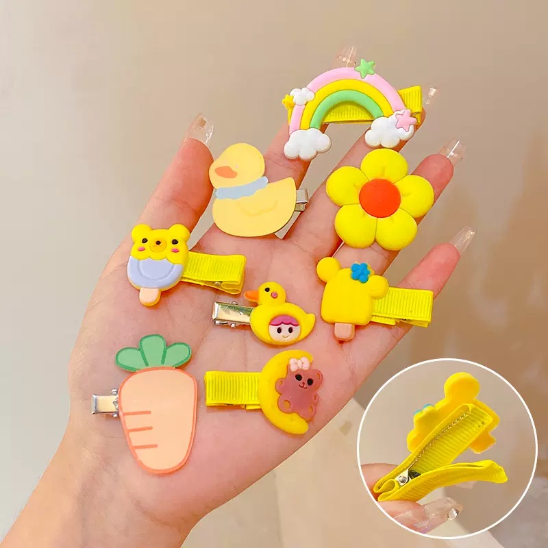 Kẹp Tóc Hình Hoa Nhiều Màu Sắc Cầu Vồng Thời Trang Hàn Quốc Dành Cho Bé Gái