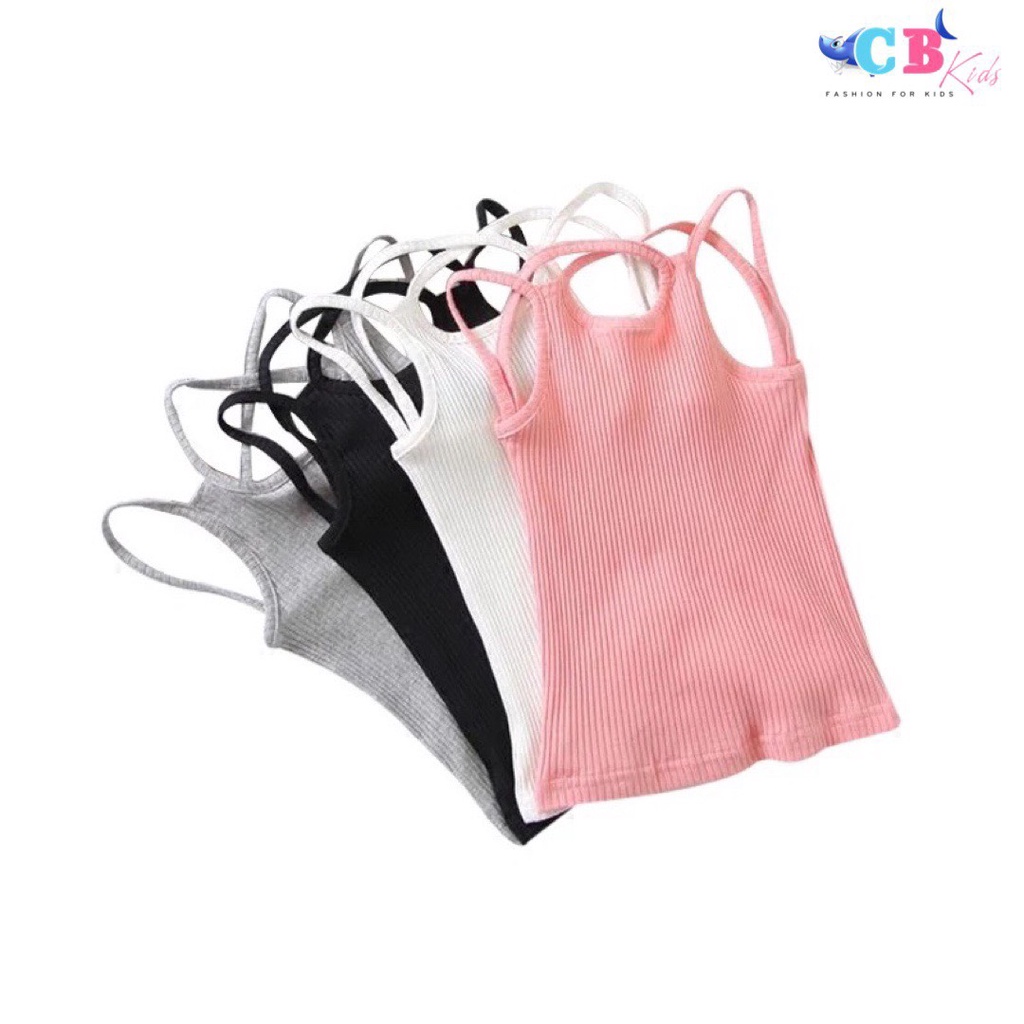 Bộ hè cho bé, set áo 2 dây chất tăm lạnh tàu mềm phối quần short đũi trắng xịn xò cho bé gái