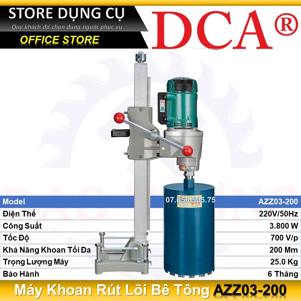 3800W Máy khoan rút lõi bê tông DCA AZZ03-200 | Máy khoan đá công nghiệp