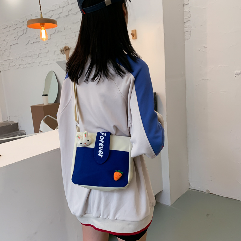 Túi Vải Đeo Vai Phong Cách Hàn Quốc Phối Màu Xinh Xắn Cho Nữ