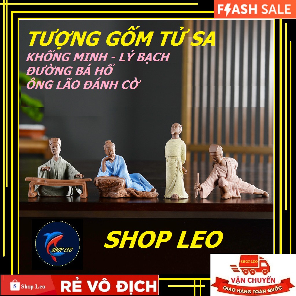 Tượng gốm KHỔNG MINH-LÝ BẠCH-ĐÁNH CỜ-ĐƯỜNG BÁ HỔ- tượng gốm tử sa- tượng trang trí - Ấm tử sa - Trà đạo - Trà cụ