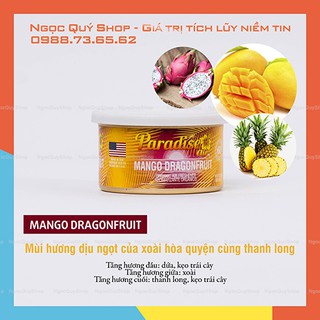 22[Nhập khẩu Mỹ] Sáp thơm ô tô Paradise Air Freshener hương MANGO DRAGON FRUIT (hương dịu ngọt của xoài cùng thanh long)