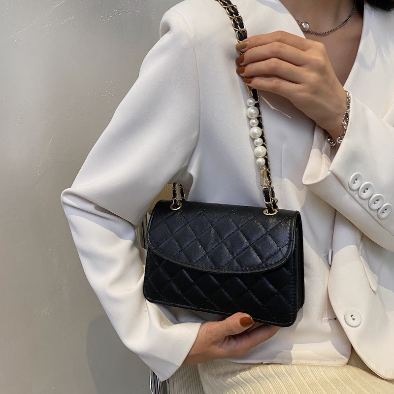 Túi Đeo Chéo Dáng Vuông Nhỏ Đính Ngọc Trai Thời Trang Mùa Hè 2022 NB00414