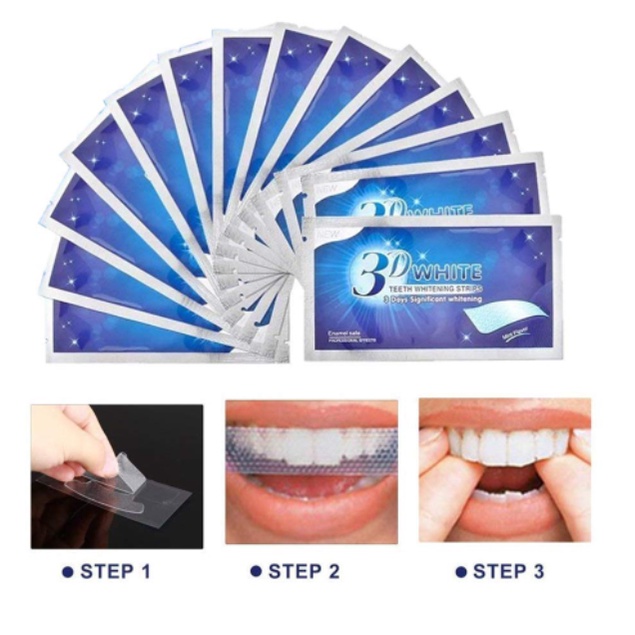 Miếng dán trắng răng 3D White Teeth Whitening Strips hàng nội địa Trung