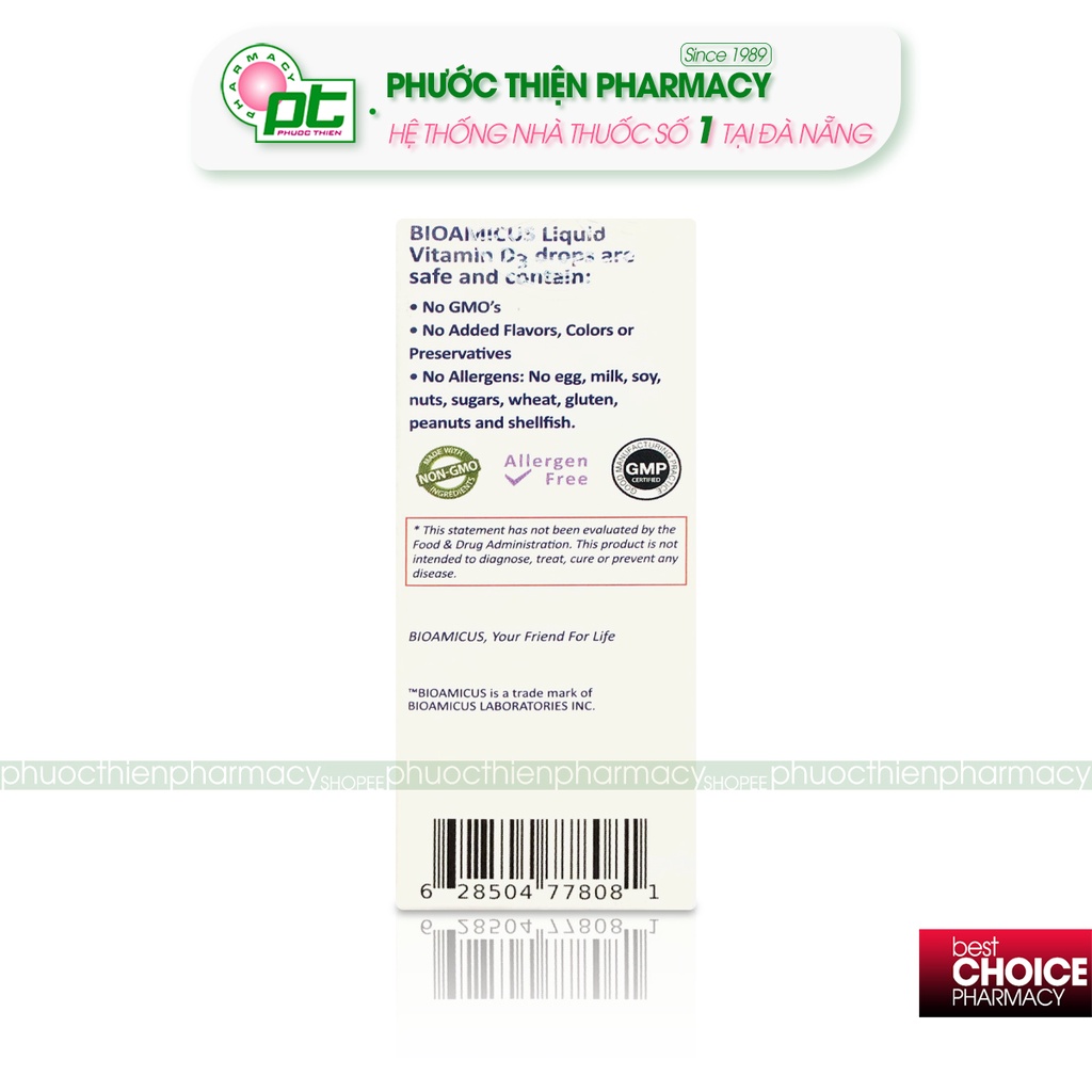 Vitamin D3 drops dạng nhỏ giọt cho bé BioAmicus Vitamin D3 10.3ml - Hàng chính hãng nhập khẩu tại nhathuocphuocthien