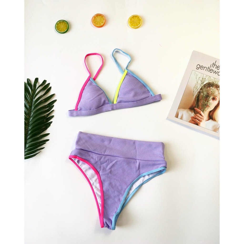 Bikini tam giác cạp cao chất gân (3 màu)