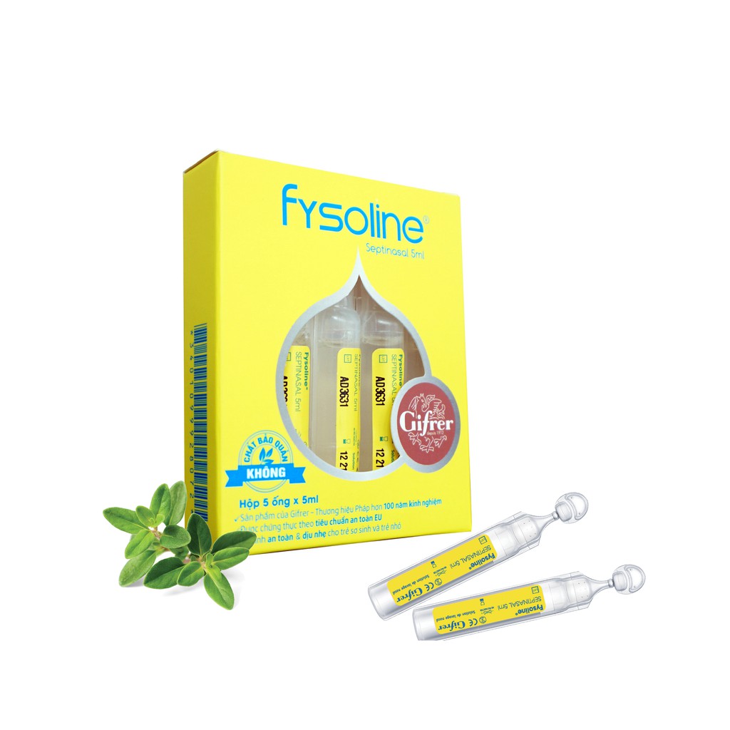 Bộ đôi nước muối sinh lý Fysoline Gifrer vệ sinh mắt, mũi, miệng hàng ngày hiệu quả cho bé 5 ống hồng + 5 ống vàng