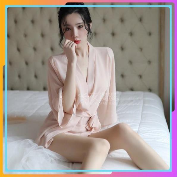 Áo Choàng Đi Biển Kiểu Dáng Kimono Kèm Đai Thắt Eo Chất Voan Cát Xuyên Thấu, Áo Choàng Ngủ Sexy Cosplay - ACVT005 | BigBuy360 - bigbuy360.vn