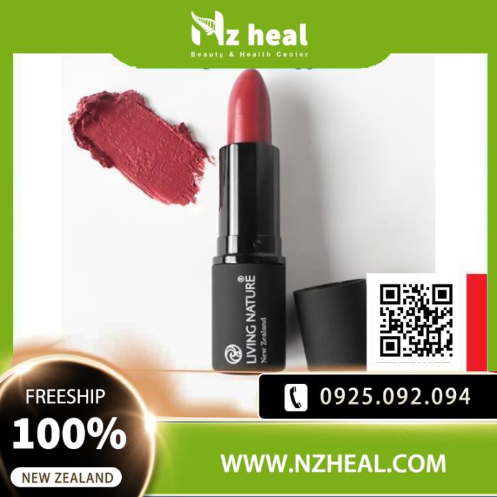 [Hỏa tốc] Son Môi Organic Màu Hồng Mận Living Nature Lipstick Rain 07