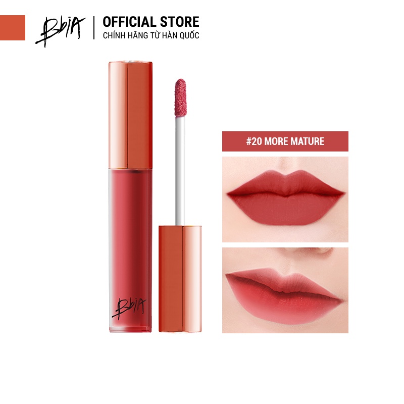 Son kem lì Bbia Last Velvet Lip Tint Version 4 - 20 More Mature (Màu đỏ ánh hồng) 5g - Bbia Official Store New
