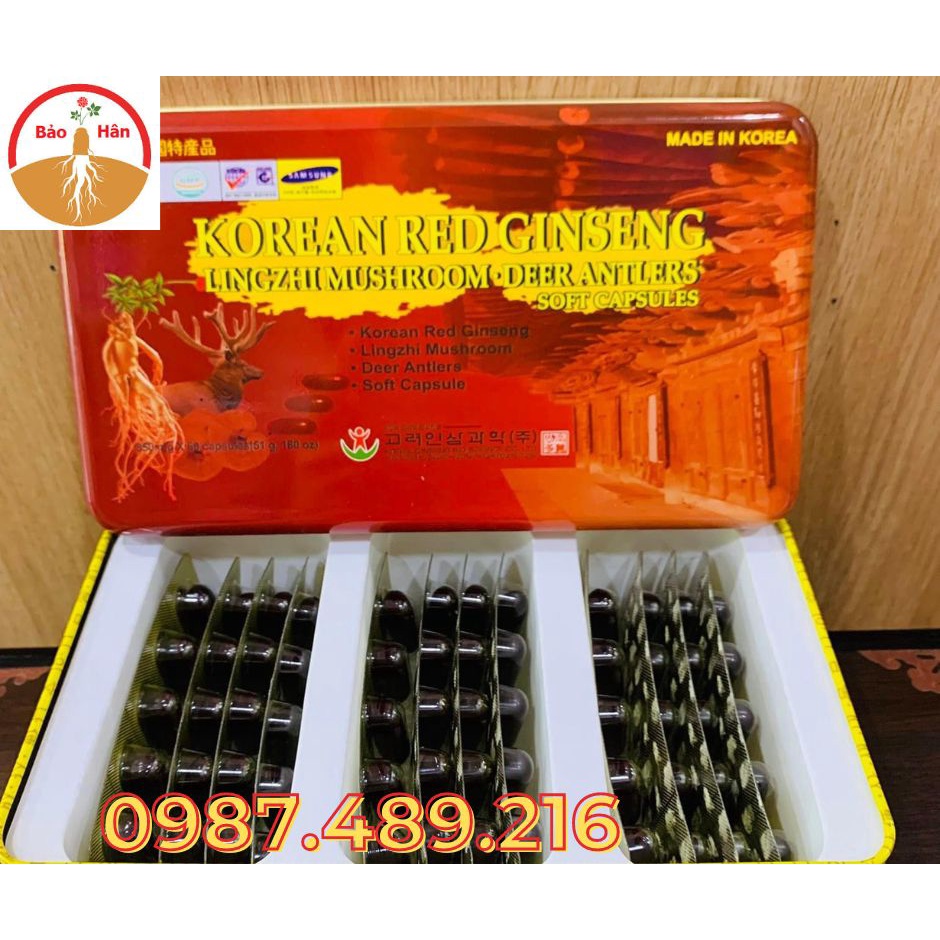 ĐẠM TỔNG HỢP HỒNG SÂM NHUNG hươu linh chi Hàn Quốc cam kết chính hãng (hộp 60 viên)