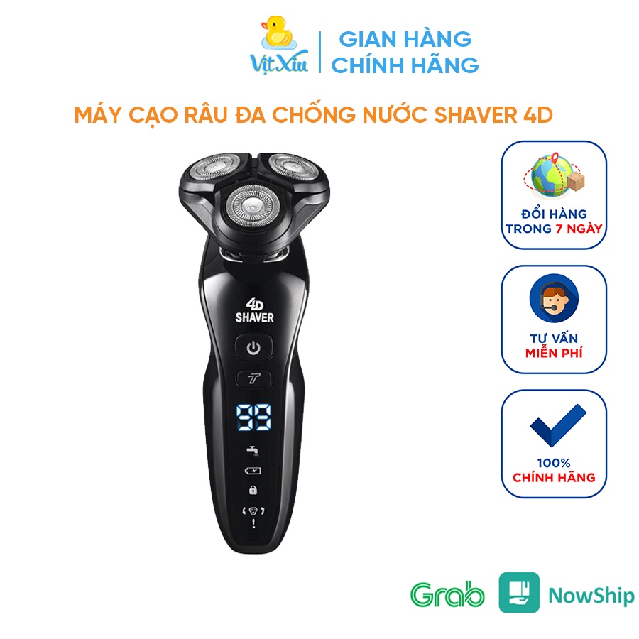 Máy cạo râu thông minh chống nước SHAVER 4D, màn hình LCD, cạo cực nhanh, không đau