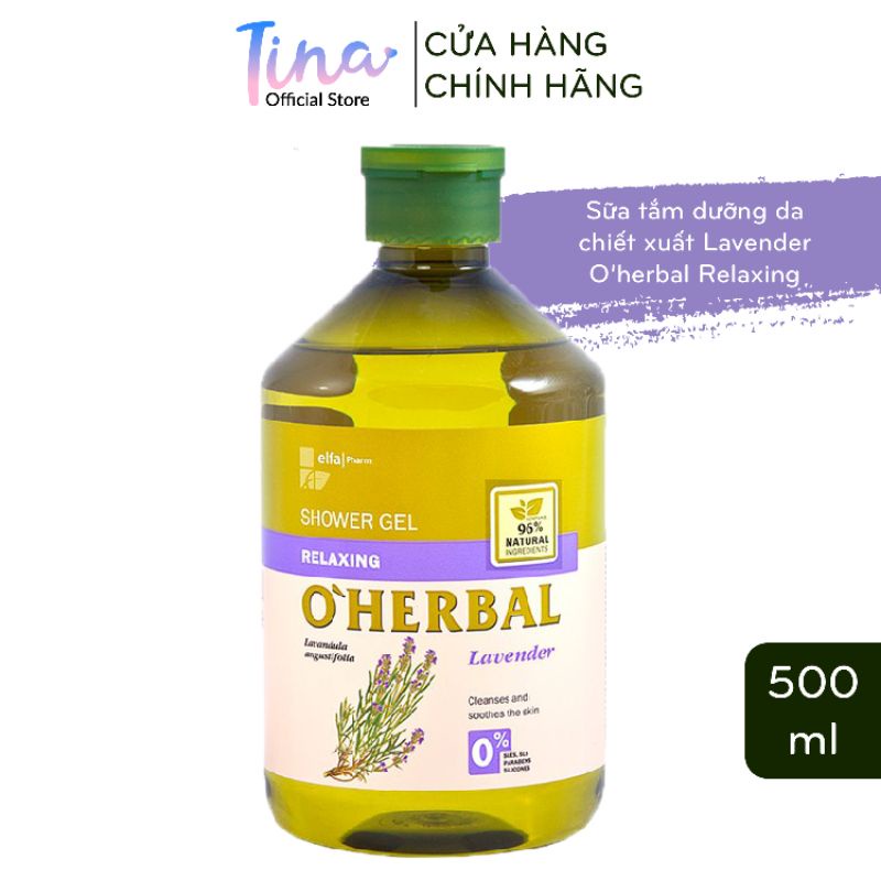 Sữa tắm dưỡng da mềm mịn O'herbal chiết xuất Lavender 500ml - BioTopcare Official - TN187